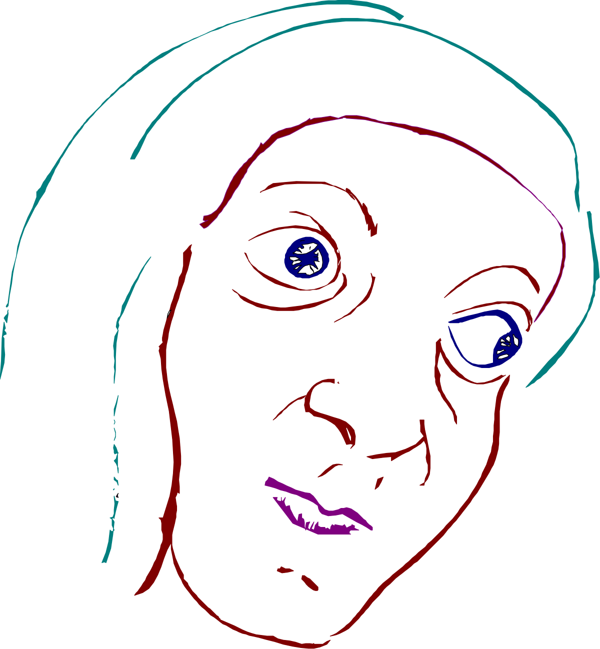 a woman ' s face with a red and blue outline clip art png transparent Stylized Woman's Face Clipart with Red and Blue Outline