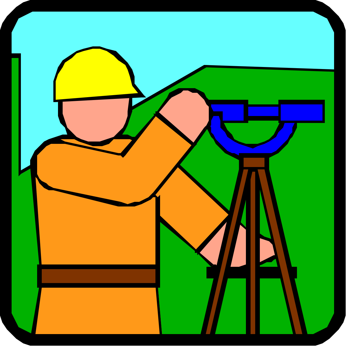 a man in an orange shirt and yellow helmet is using a telescope clip art png transparent Man in Orange Shirt and Yellow Helmet Using Telescope Clipart