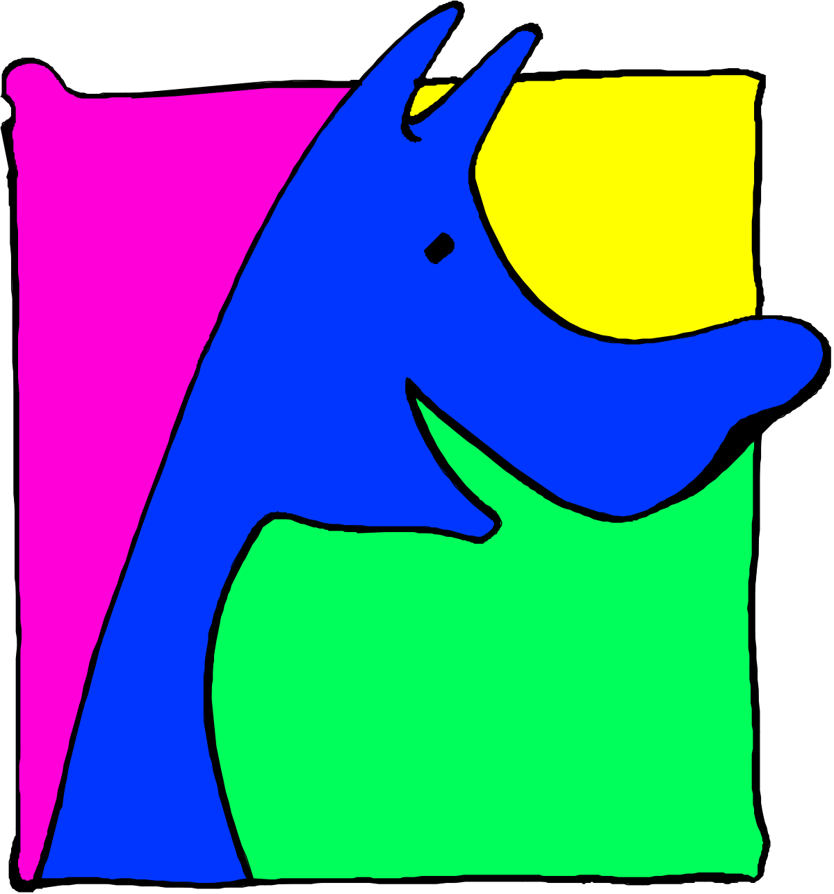 a dog with a yellow and blue background clip art png transparent Dog Clipart on Vibrant Yellow and Blue Background