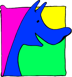 Dog Clipart on Vibrant Yellow and Blue Background