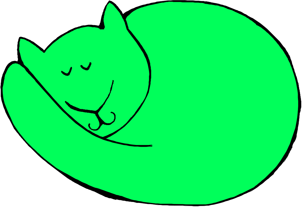 a green cat sleeping on a white background clip art png transparent Green Cat Sleeping on White Background Clipart