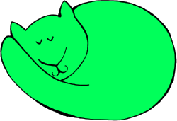 Green Cat Sleeping on White Background Clipart