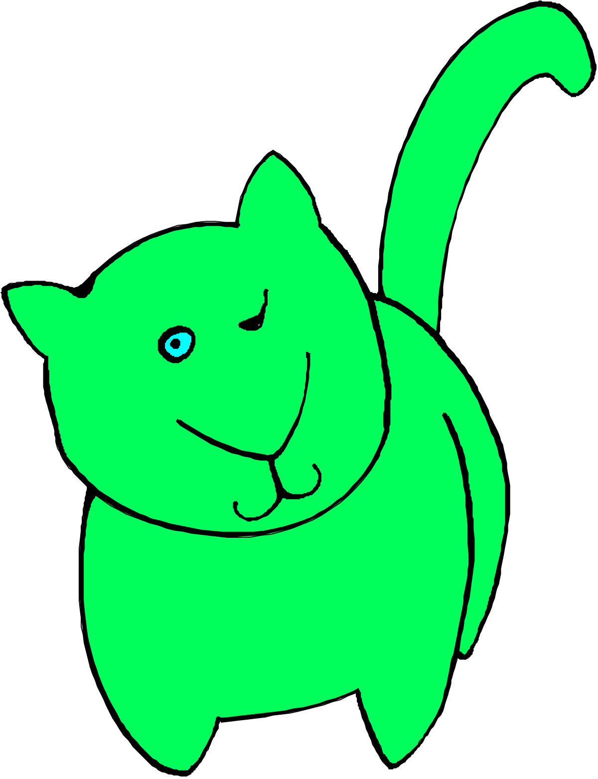 Green Cat with Blue Eyes Clipart for Creative Projects