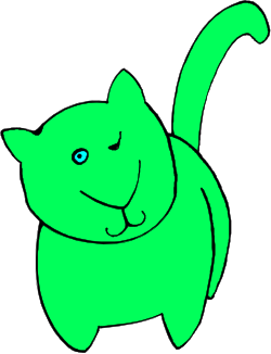 Green Cat with Blue Eyes Clipart for Creative Projects