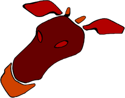 Red Cow with Horns Clipart - Vibrant Farm Animal Illustration