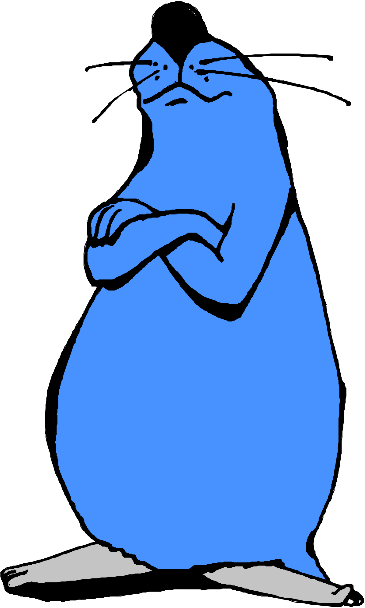 Blue Cat with Crossed Arms Clipart: Charming and Playful Character Design