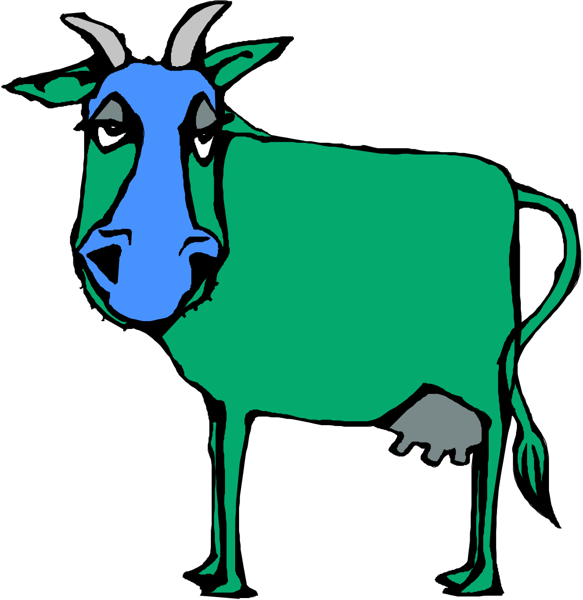 Green Cow with Blue Eyes - Unique Clipart for Creative Projects