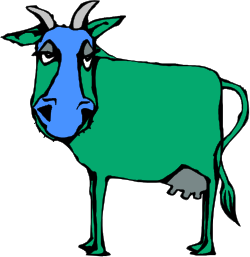 Green Cow with Blue Eyes - Unique Clipart for Creative Projects