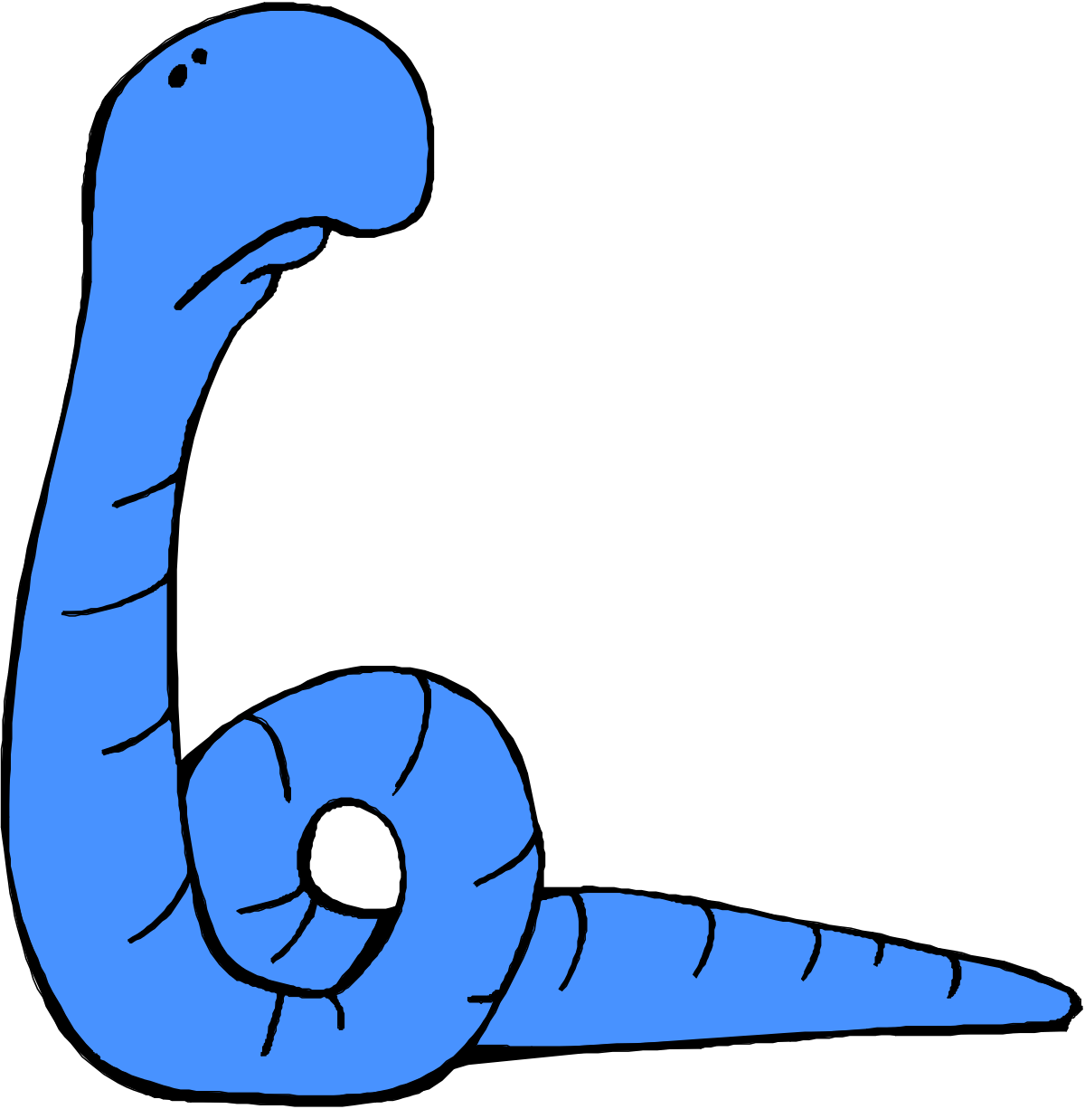 Blue Worm with Long Tail Clipart - Perfect for Creative Projects