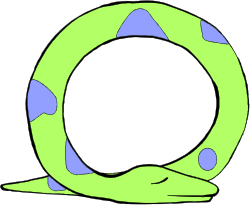 Green and Blue Snake Clipart with White Circle Design