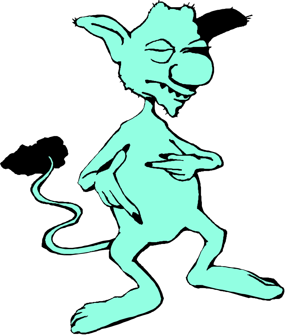 Cartoon Cat with Mouse on Back - Playful Clipart Illustration