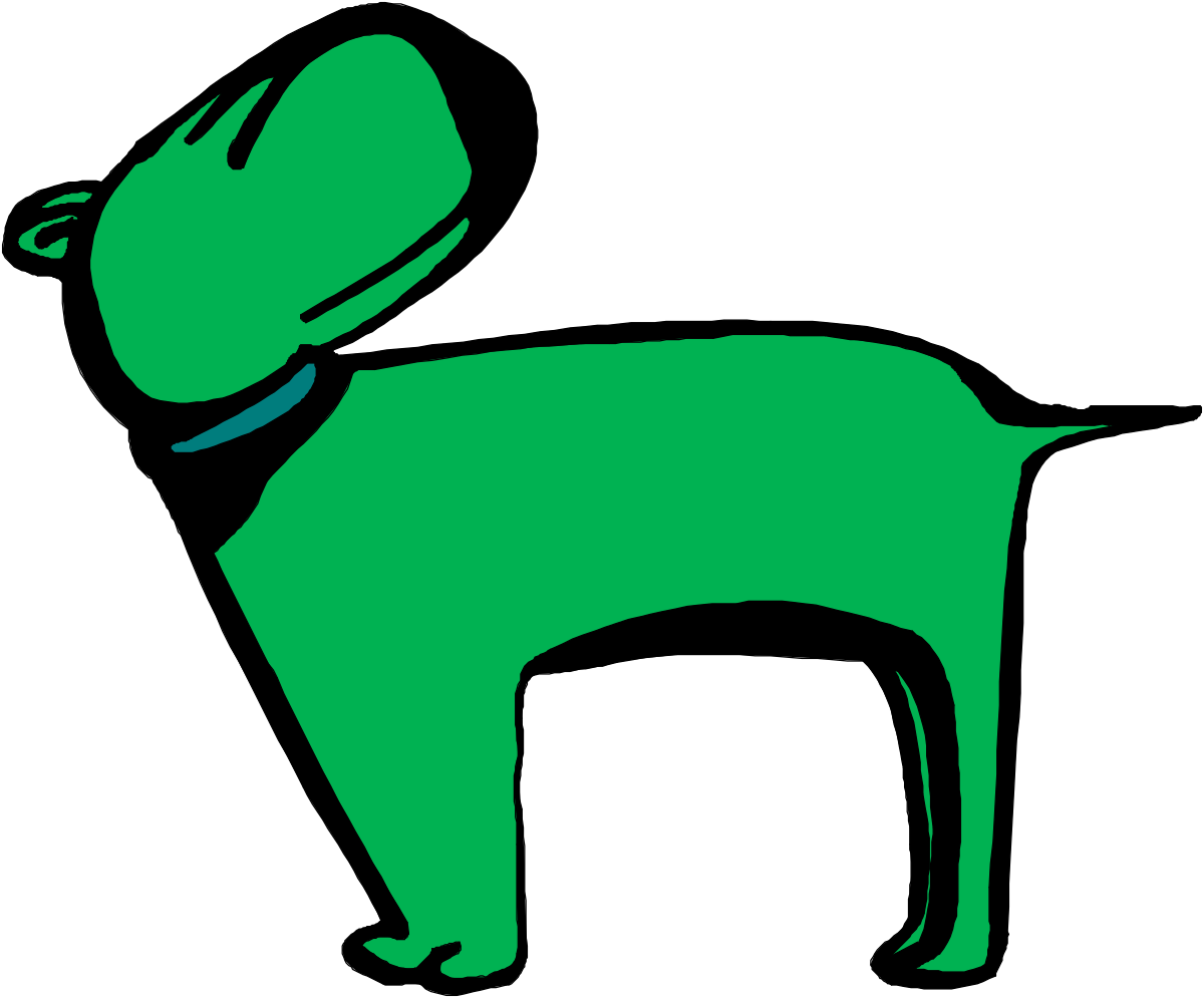 Green Dog with Black Collar Clipart  Vibrant and Unique Animal Illustration