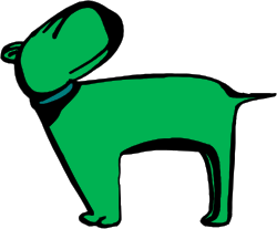Green Dog with Black Collar Clipart  Vibrant and Unique Animal Illustration