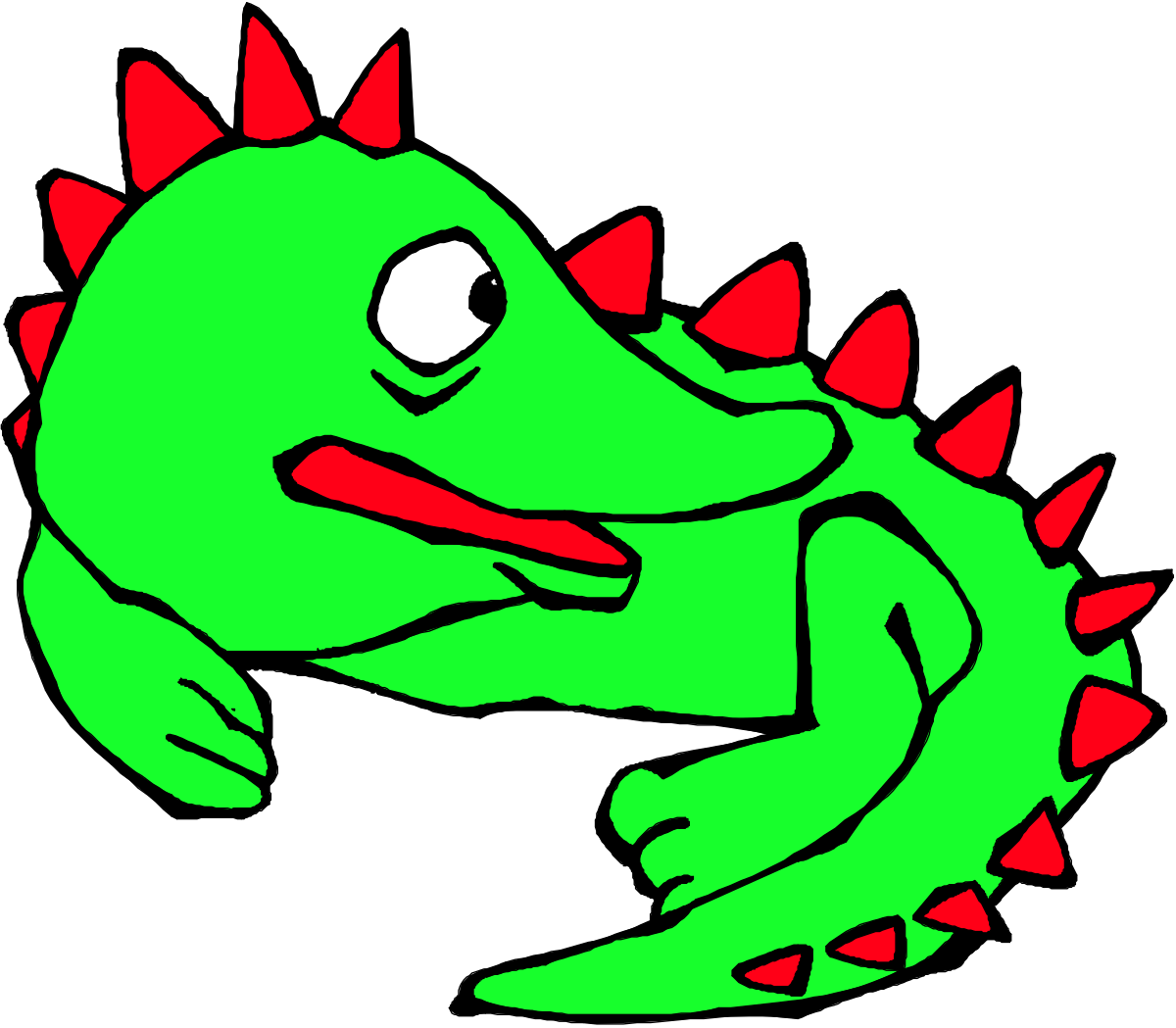 Green Dragon with Red Spikes Clipart - Majestic Fantasy Creature
