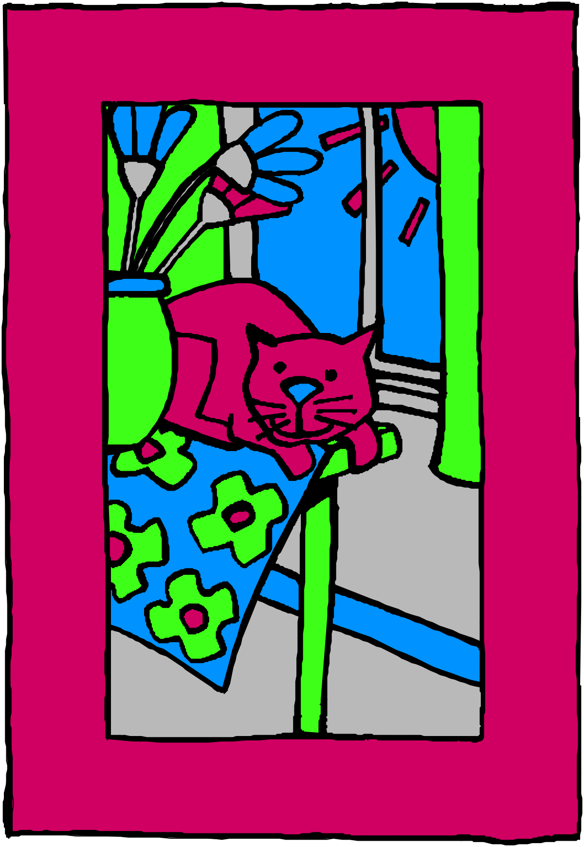 a cat is sitting in a window with a red frame clip art png transparent Cat Sitting in Window with Red Frame - Adorable Clipart for Every Project