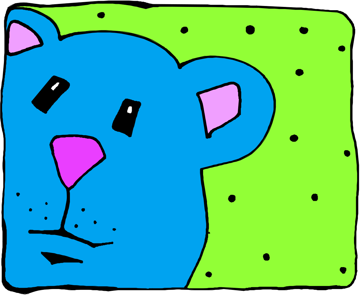 Blue Bear Clipart with Pink Nose - Cute and Playful Design