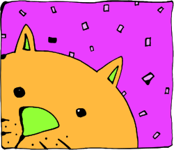 Green-Nosed Cat Clipart on Pink Background - Whimsical and Fun