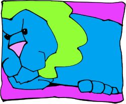 Blue Dog with Green and Blue Spots Clipart for Creative Projects