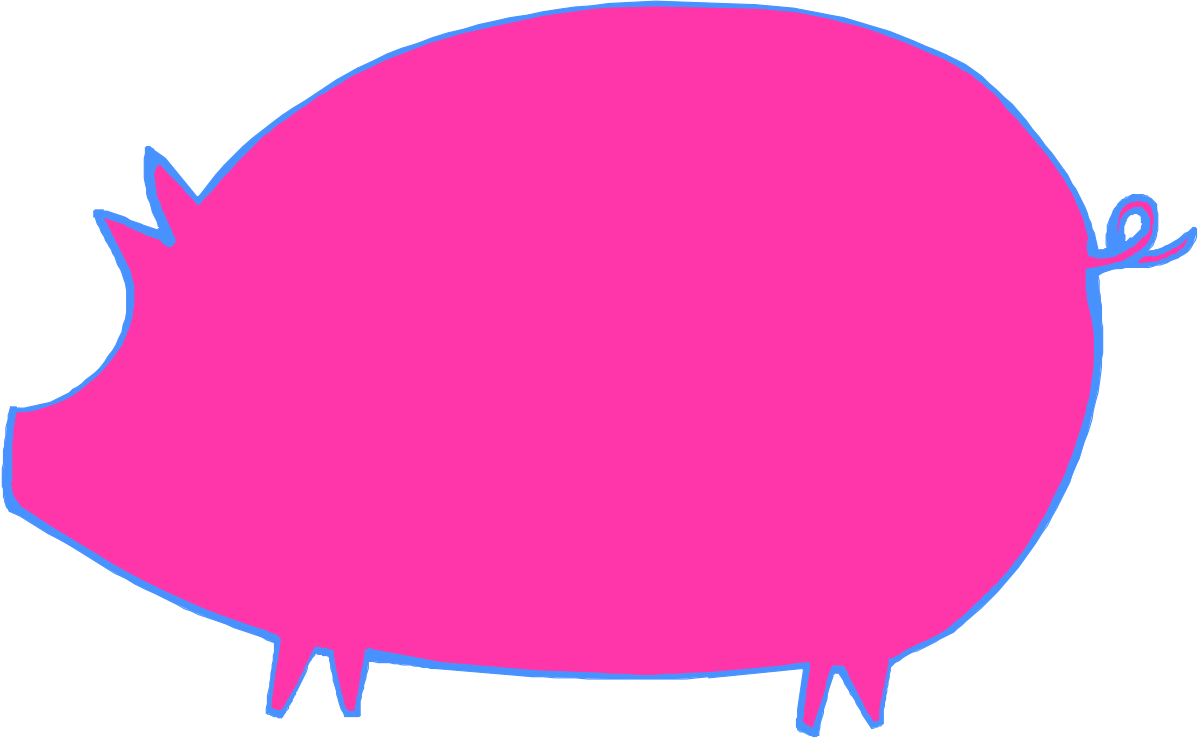 a pink pig with a blue outline clip art png transparent Pink Pig with Blue Outline Clipart - Whimsical Animal Illustration