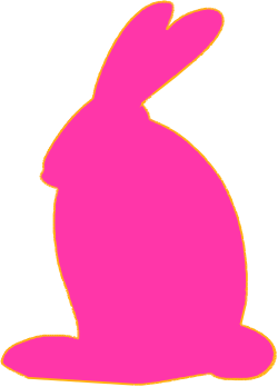 Pink Bunny Silhouette on White Background - Playful Clipart