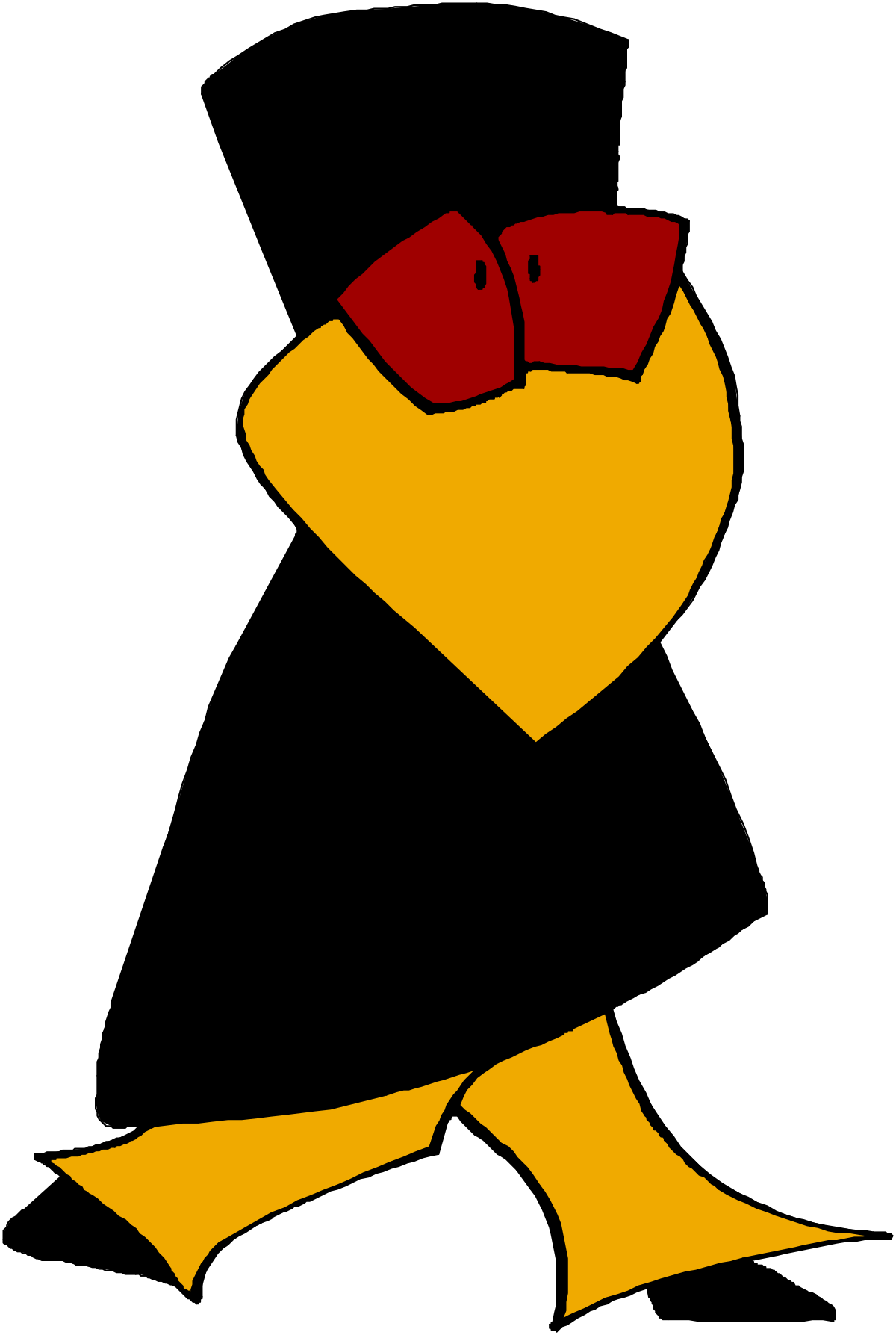 Cartoon Duck in Top Hat and Black Dress Clipart - Charming and Playful