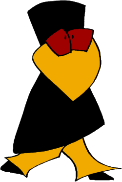 Cartoon Duck in Top Hat and Black Dress Clipart - Charming and Playful