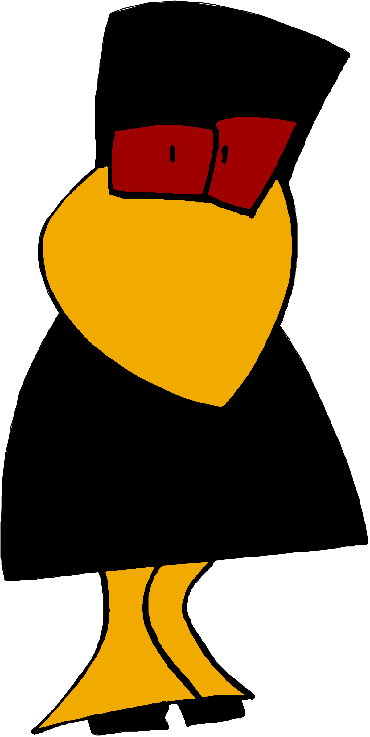 Cartoon Bird with Red Glasses and Black Hat Clipart