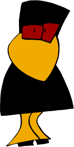 Cartoon Bird with Red Glasses and Black Hat Clipart