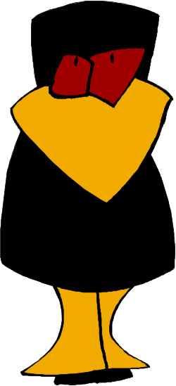 Cartoon Duck in Hat and Bow Tie - Playful Clipart for Fun Designs