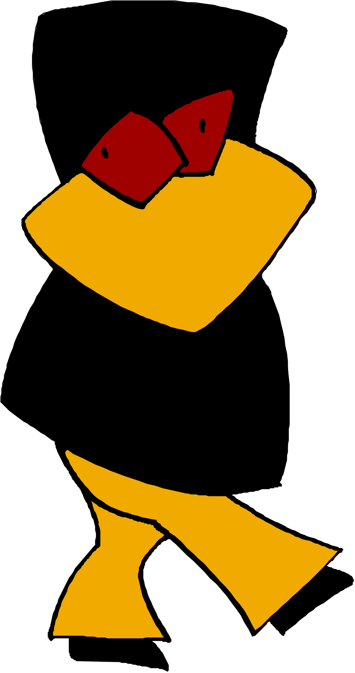 Cartoon Bird with Red Eye and Black Hat Clipart