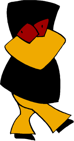 Cartoon Bird with Red Eye and Black Hat Clipart