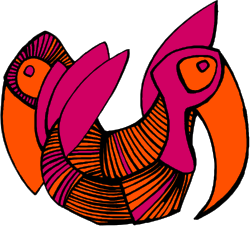 Rooster Clipart with Vibrant Pink and Orange Patterns