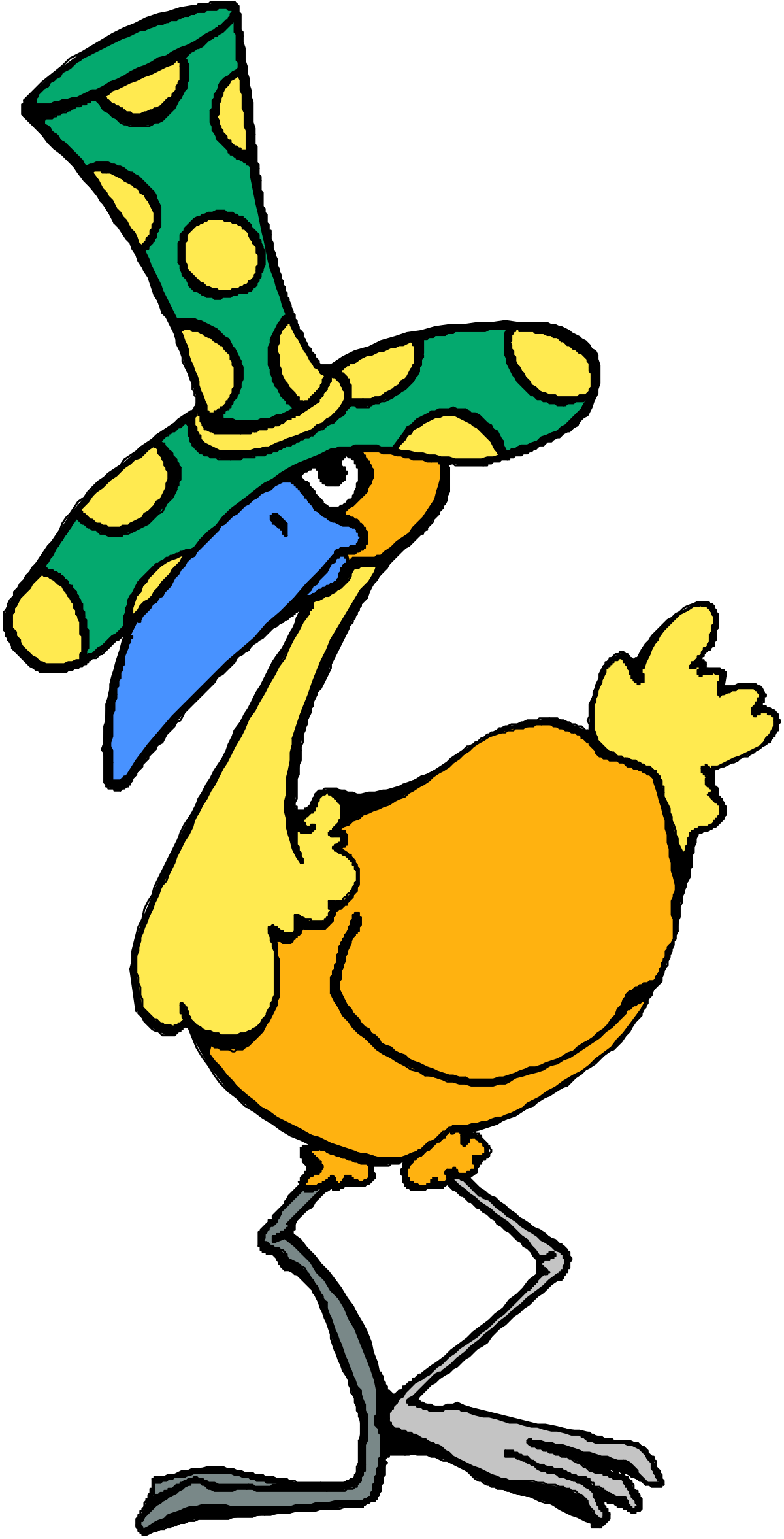 Cartoon Duck with Green Hat - Playful Clipart for Every Project