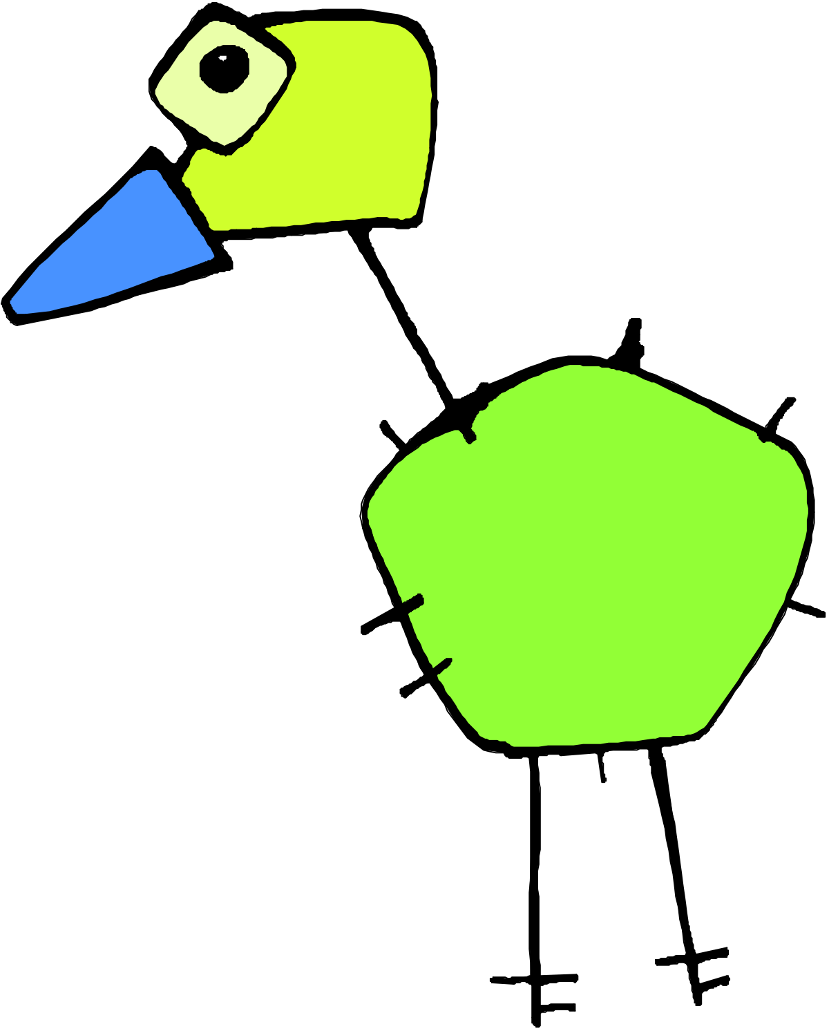 Green Bird with Blue Beak Clipart: Vibrant Nature Illustration