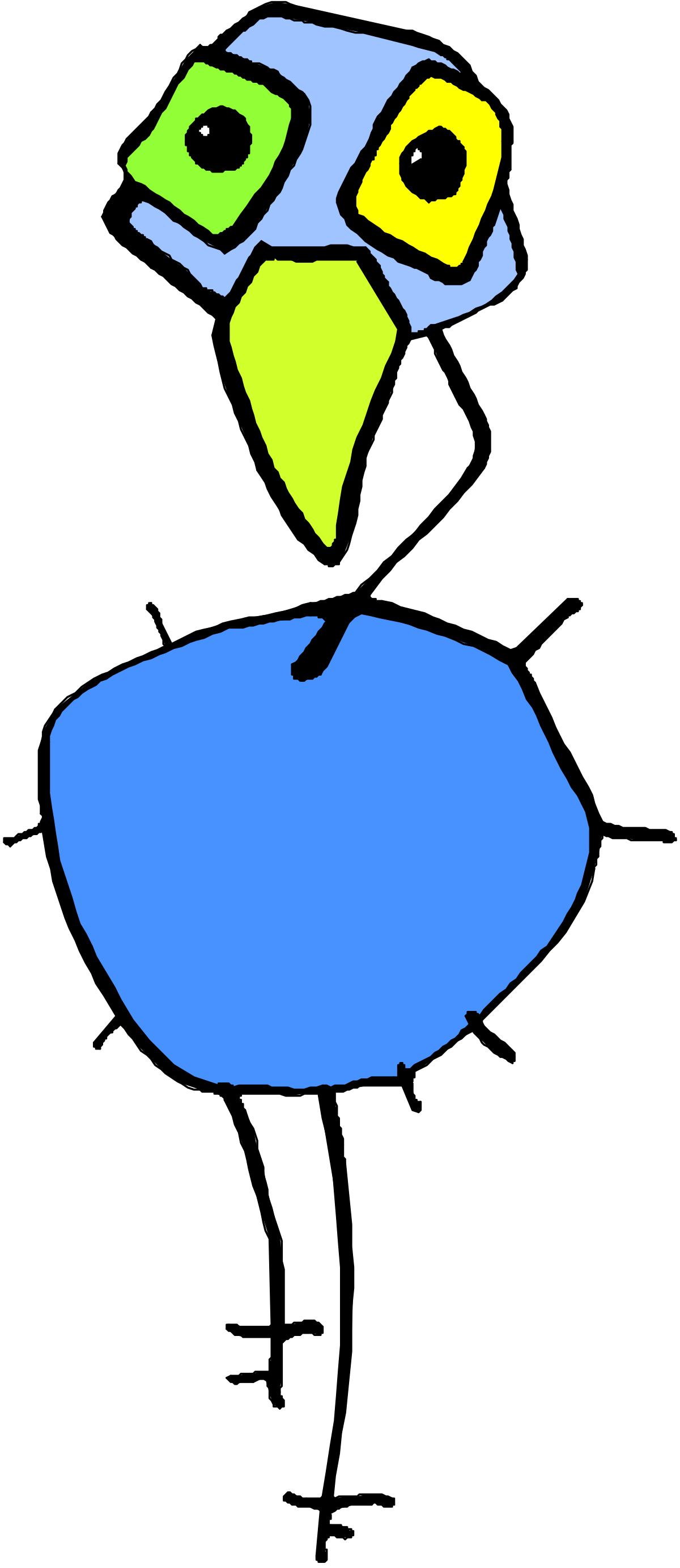 Blue Bird Clipart with Green Eyes and Yellow Beak