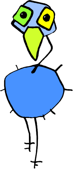 Blue Bird Clipart with Green Eyes and Yellow Beak