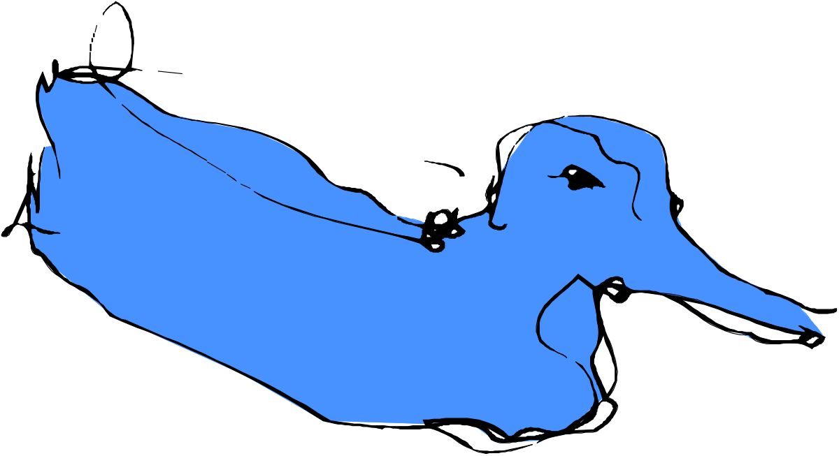 Blue Dog with Black Nose Clipart - Vibrant Animal Illustration