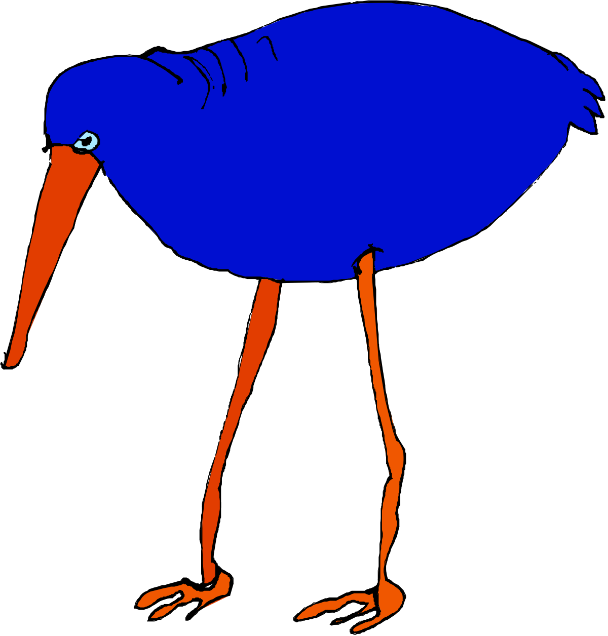 a blue bird with orange legs and a long beak clip art png transparent Blue Bird with Orange Legs and Long Beak Clipart