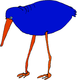 Blue Bird with Orange Legs and Long Beak Clipart