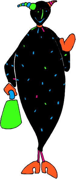 Black and White Cartoon Character with Bag Clipart - Fun and Playful Designs