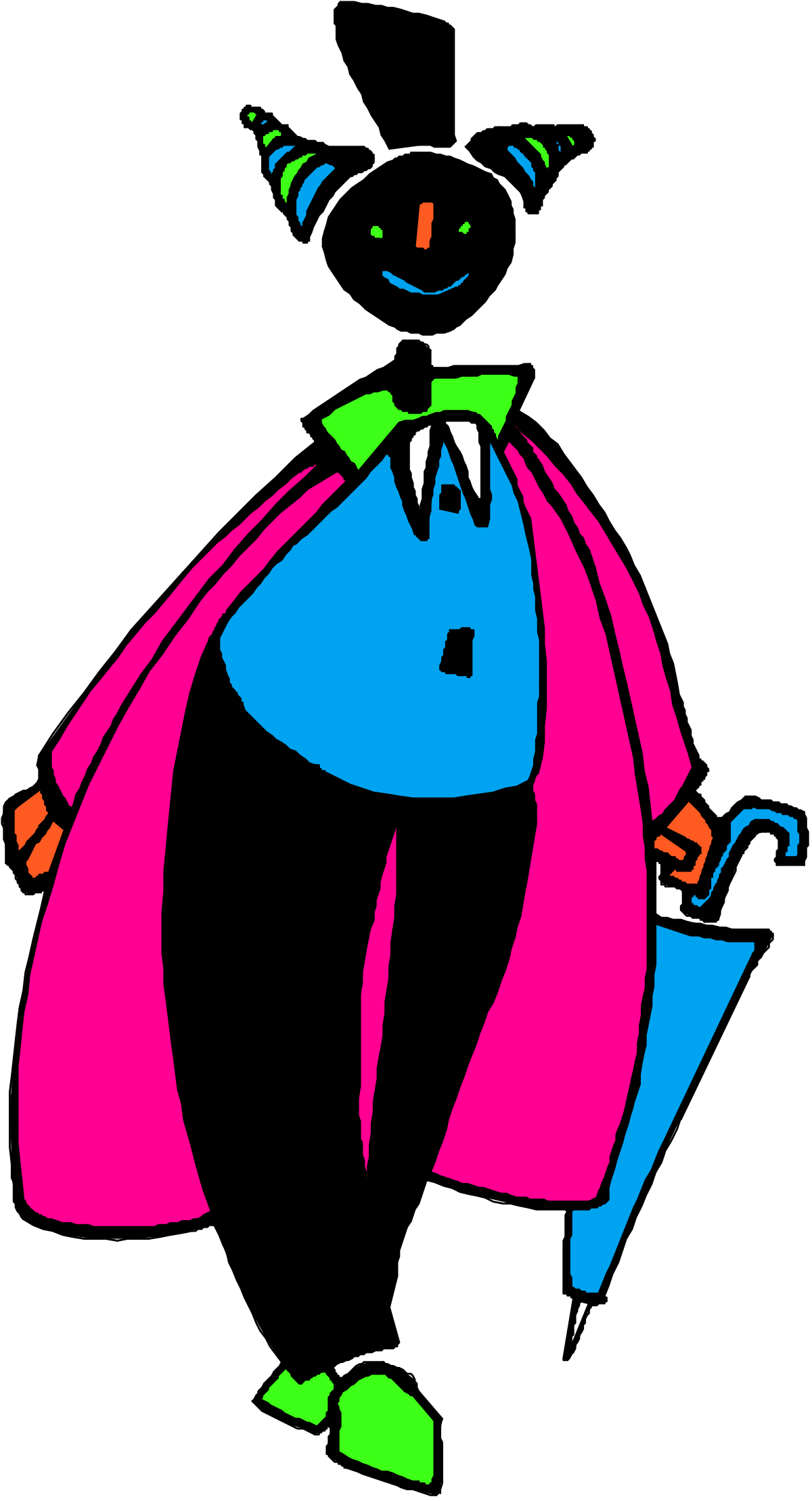 Cartoon Character in Cape and Hat - Fun and Playful Clipart