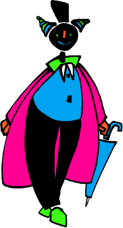 Cartoon Character in Cape and Hat - Fun and Playful Clipart