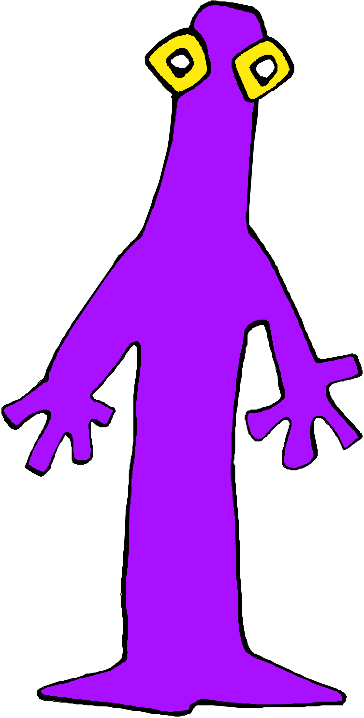 a purple monster with yellow horns and a long tail clip art png transparent Purple Monster with Yellow Horns and Long Tail - Captivating Clipart