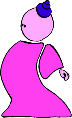 Pink Figure in Blue Hat and Dress Clipart for Creative Projects