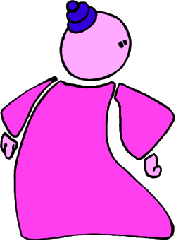 Pink Figure with Blue Hat and Dress Clipart for Creative Projects