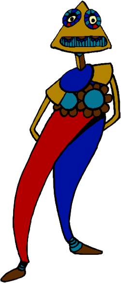 Cartoon Character Clipart with Blue and Red Outfit