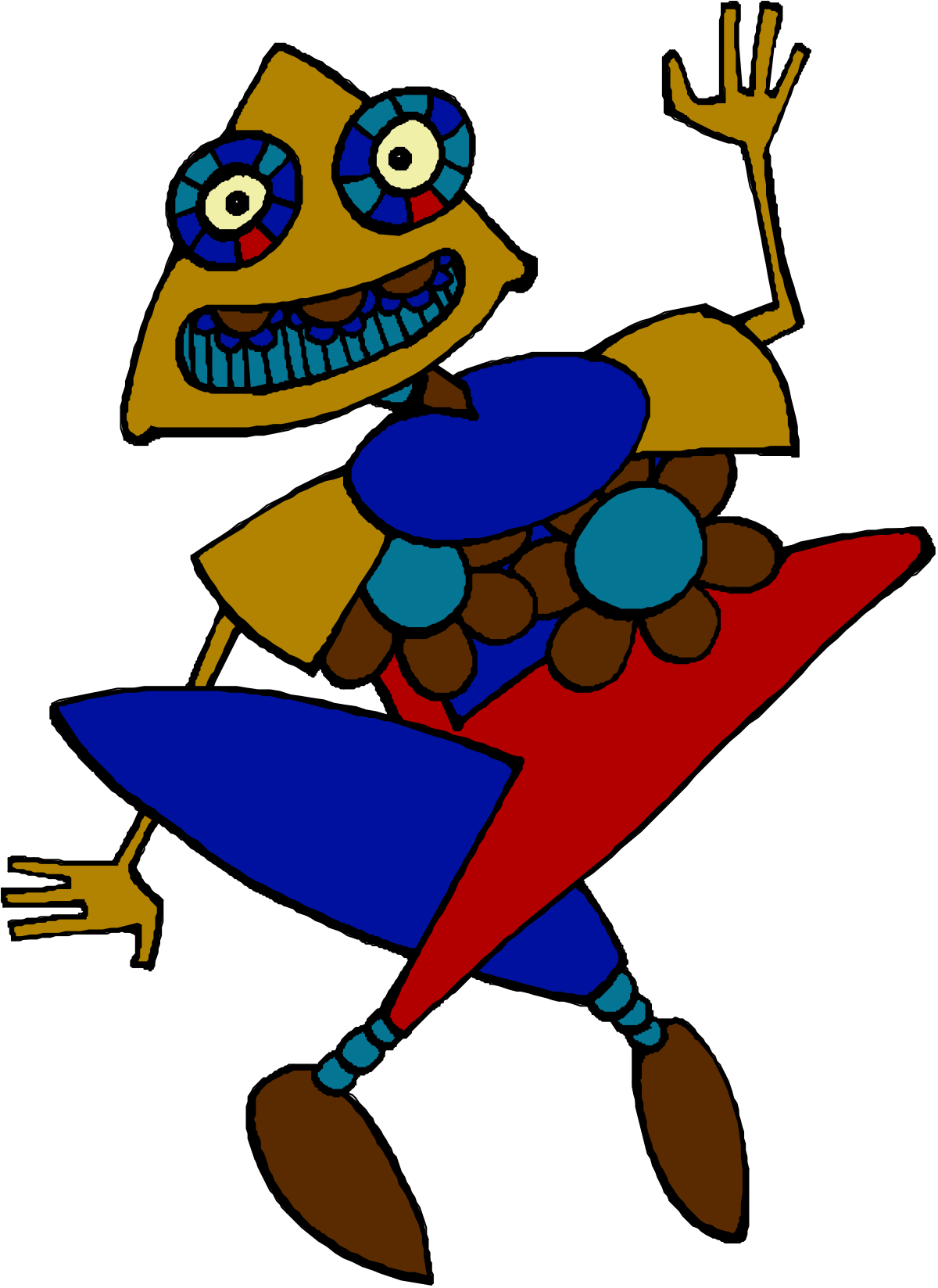 Cartoon Character Clipart: Vibrant Red and Blue Figure