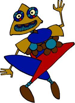 Cartoon Character Clipart: Vibrant Red and Blue Figure