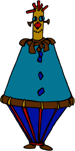 Cartoon Character in Blue Cape and Red Tie - Playful Clipart Collection
