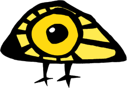 Yellow and Black Turtle Clipart with a Large Eye